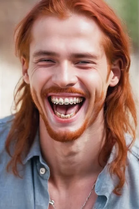 (braces:1.5), smile<lora:TeethXL:0.7> (open mouth:1.3), laughing,