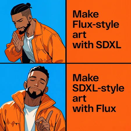 masterpiece, best quality, amazing quality
drakeposting_meme, 4koma, comic, simple background, meme, multiple views
1boy, orange jacket, dark skin, dark-skinned male, beard, solid blue background <lora:drakeposting_meme-000007:1>