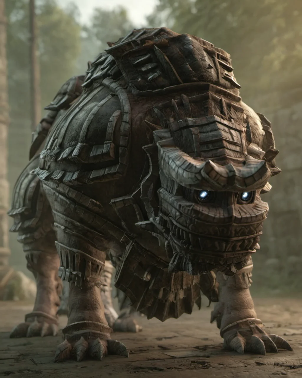 giant boar with glowing eyes,cinematic,50nm dof,bokeh,realistic,sharp focus,ultra detailed,128k uhd,awardwinning,trending on artstation,hyperdetailed photography, <lora:Colossus-000004:0.8>