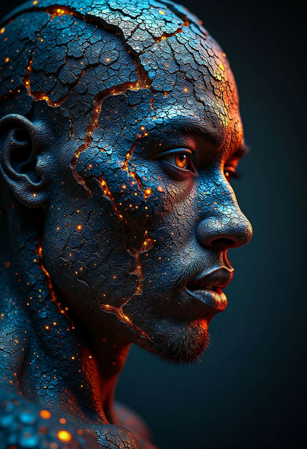Handsome man made of a mosaic of little pieces of computational code --R3alisticF