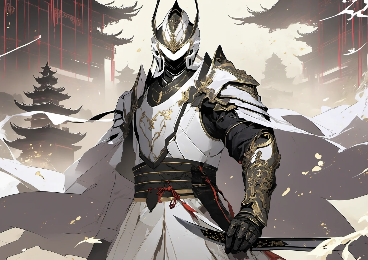 An ancient Chinese knight in white, <lora:[XL]knighthood:1>