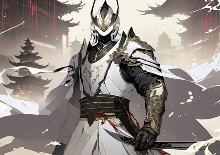 An ancient Chinese knight in white, <lora:[XL]knighthood:1>