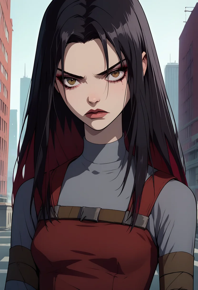 score_9, score_8_up, score_7_up,score_6_up, source_anime,sinozick style, g4n1m3, <lora:Sinozick_Style_XL_Pony:0.6> <lora:g4n1m3XLP:0.75>
BREAK
circe, 1girl,short dress, two-tone hair, makeup, black hair, grey pantyhose, brown eyes, city,serious,upper body, grey sleeves, long hair, <lora:circe-08:1>