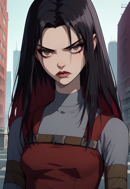 score_9, score_8_up, score_7_up,score_6_up, source_anime,sinozick style, g4n1m3, <lora:Sinozick_Style_XL_Pony:0.6> <lora:g4n1m3XLP:0.75>
BREAK
circe, 1girl,short dress, two-tone hair, makeup, black hair, grey pantyhose, brown eyes, city,serious,upper body, grey sleeves, long hair, <lora:circe-08:1>