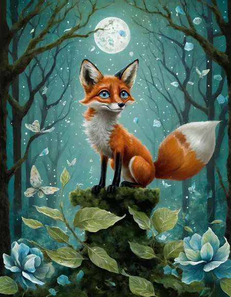 surreal00d, In a forest where trees are made of glass, a fox with mismatched eyes dances on branches while a chorus of singing hydrangeas bloom into galaxies. Moonlight filters through crystalline leaves, casting shadows of mythical creatures onto the mossy floor., <lora:surreal00d_SDXL_08:1>