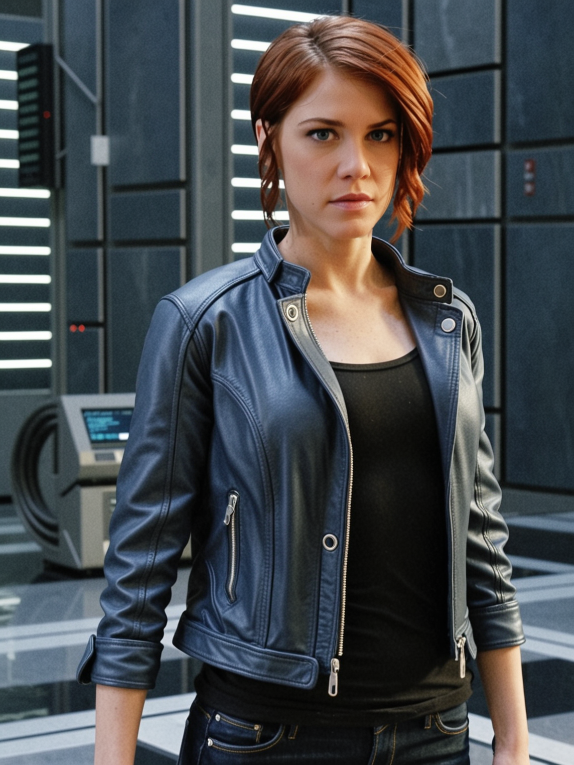 <lora:dmd2_sdxl_4step_lora_fp16:1>(solo,solo focus:1.2),science fiction,lonely,
<lora:Jasse_Faden_v6_biglust:0.95>woman,jasfdn face,jas hair,clothed,
denim pants,jacket