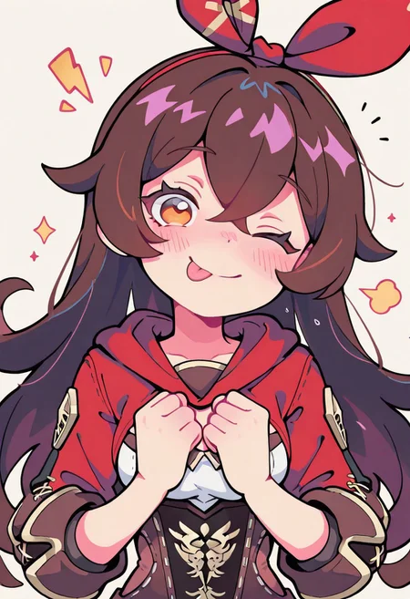 1 girl , solo , Amber \(Genshin impact\), blushing , tongue out , closed mouth , bratty smile, fist against chest, winking
masterpiece, best quality ,amazing quality ,S4bit4mago_illu , Protoneon ,s0wasow4rt_illu,