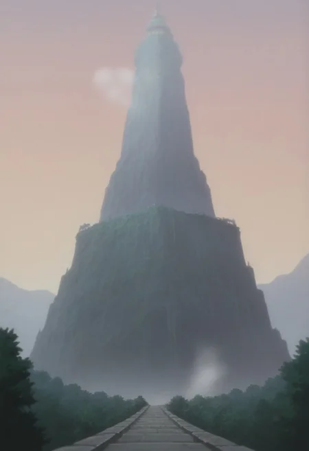 score_9_up, score_8_up, score_7_up, source_anime, anime screencap, retro anime style, wide angle, monster focus, BREAK, godzilla, sharp teeth,open mouth,yellow eyes, solo, outdoors, gigantic monster, BREAK, outdoors, island, island with a huge dark cave, darkness, sprawling underground anciet city, reclaimed brutalism, stone buildings, stone towers, bridges, smoke, steam, steam_swirls, bridges, waterfall, ivy, (masterpiece:1.2), best quality, (hyperdetailed, highest detailed:1.2), high resolution textures, Sunny, very detailed, atmospheric haze, forced perspective, blurry background, building, Original video animation style,