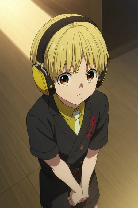 score_9, score_8_up, score_7_up, source_anime, rating_safe, , anime screencap, anime coloring, , looking at viewer, , 1boy, solo, male focus, <lora:nobimaru_kemono_jihen_pony:0.86>, nobimaru_kemono_jihen, blonde hair, brown eyes, short hair, , headphones, , from above, dojo, day, v arms, :\3, renaissance costume, <lora:sdxl_lightning_8step_lora:1>