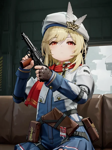 detailed background, shiny skin, rating safe, 
<lora:nagant.pony:1>,
nagant, 
sit, sofa, half-closed eyes, low angle, looking at viewer, upper body, gun, aiming,
