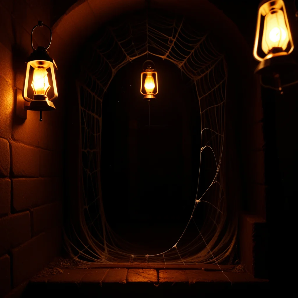 score_9, score_8_up, score_7_up, score_6_up, Break, (Detailed Dungeon background), (cobwebs in background:1.4), (1lantern illuminated in background:1.3), (dark, spooky dungeon:1.5), Break, Vivid colors, bold outlines, detailed picture, 8KHD,