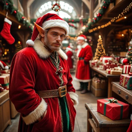 score_6_up,score_5_up,score_4_up,
<lora:Wolvies_Christmas_Elf_v241212.1436:1> xmas_elf, male elf, old, Christmas, holiday, complex background, making toys, in Santa's workshop, North Pole, concentration, frowning, realistic, highly detailed, in focus, excellent quality, high resolution, Christmas background, Christmas decorations, cozy, masterpiece, best quality, very aesthetic, (accurate eyes:1.2), (detailed and precise face:1.2), Realistic photo, life-like, depth of field, detailed textures, bright colors, natural light, ultra HD, fine details, soft background blur, photographic quality