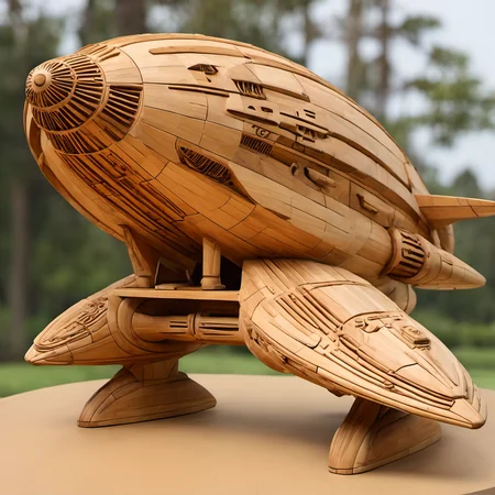 woodenart, wooden, spaceship,<lora:woodenart:1>,