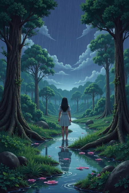 swamp beautiful anime  landscape, rain and storm, woman, very intricate, very detailed, sharp, bright, colorful, <lora:Hand v2:0.5> <lora:Anti-Blur:1><lora:Insane Detail Slider:0.25>  <lora:flux.1_lora_flyway_Epic-detail_v2:0.3> <lora:fluxenhancer:0.25> <lora:ROWER:0.6> <lora:flux-charmer-v1-1:0.4> <lora:christmas-time:0.8> chr1stm4st1m3  Christmas time
