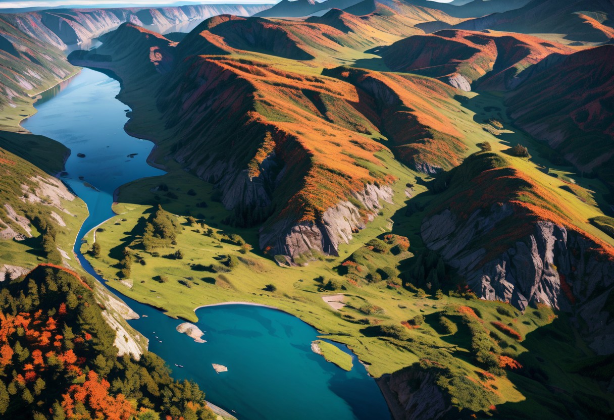 Mountains,forests,full moon, clouds, beautiful sky, river, epic landscape, desolate atmosphere, from above, photorealistic, masterpiece, 64k, UHD, ultra detailed, vivid colors, high quality, sharp focus