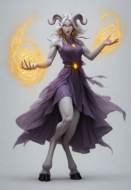 (absurdres, highres, best quality, masterpiece:1.4), 
score_9, score_8_up, score_7_up, score_6_up, 
detailed, 
detailed body, 
detailed face, 

(culDraenei, 
female, 
purple eyes, 
no sclera, 
no pupils, 
athletic, 
tall, 
slim, 
pale skin,
grey skin, 
long ears),

loose long purple dress,  
yellow pendant, 
sleeveless, 
magical spell, green aura, 

cheerful, 
(((full body))), 
posing, 
floating, 

(((white background, plain background))), 
(((no objects in background)))