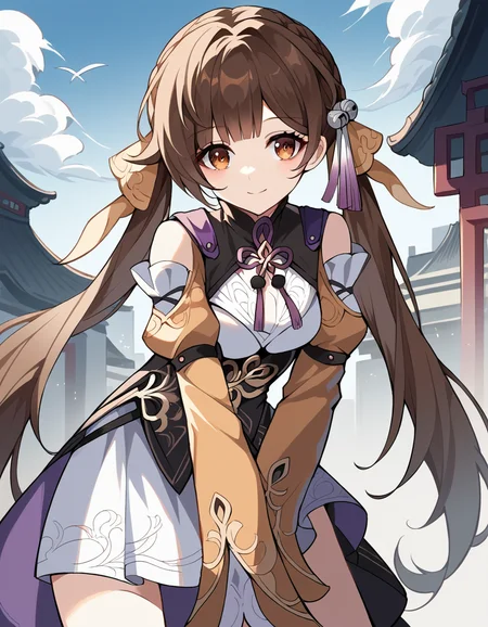 score_9, score_8_up, score_7_up, source_anime,
sushang, <lora:honkai-sushang-ponyxl-lora-nochekaiser:1>,
sushang, long hair, bangs, brown hair, brown eyes, twintails, hair ornament,
gloves, long sleeves, dress, black gloves, chinese clothes, china dress, white dress,
outdoors, cityscape, bent over, smile,
solo, dutch angle, looking at viewer, cowboy shot,