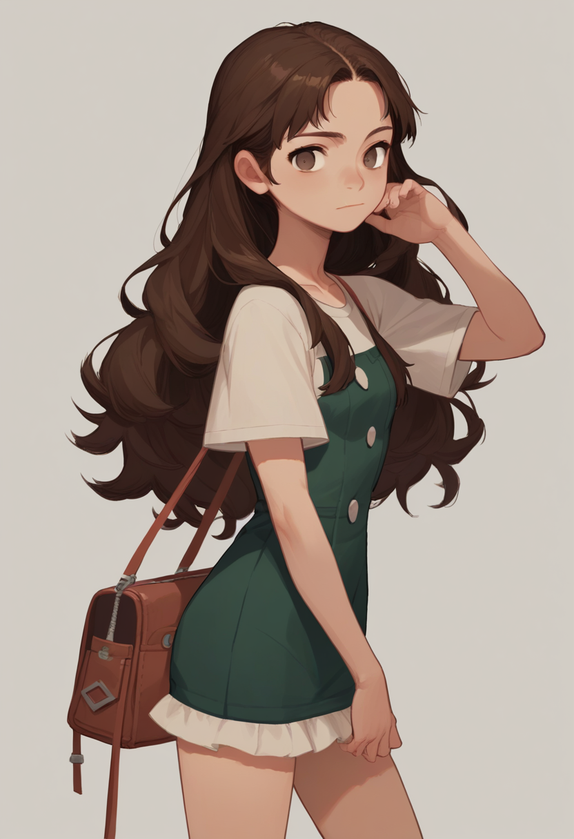 score_9, score_8_up, score_7_up, score_6_up, source_anime, 1girl, brown hair, long hair, 
short dress, simple background, looking at viewer, 
<lora:hong_soonsang_v0.3-pony:1>