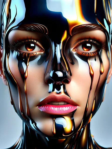 portrait cyber girl, beauty, black background (masterpiece), (best quality:1.2), absurdres, intricate details, (highly detailed skin:1.2) ral-varnish <lora:ral-varnish:1>