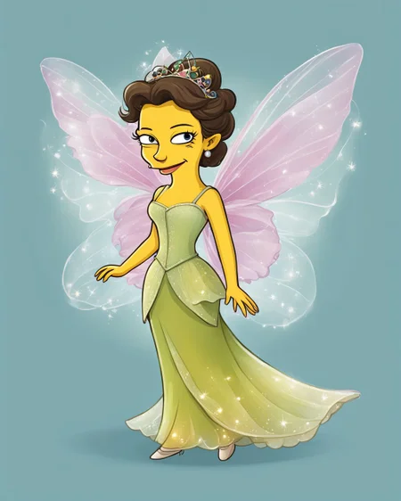A Simpstyle FairyForm woman <lora:SDXL_Fairy_Form_LoRA:0.8> <lora:SDXL-Simpstyle-Lora-v2-r16:0.8>