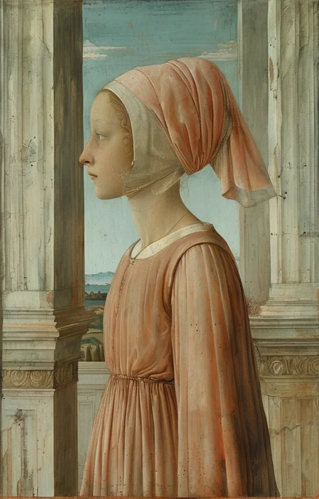 masterpiece,best quality,<lora:tbh194-sdxl:0.9>,illustration,style of Piero della Francesca tech genius teenage girl