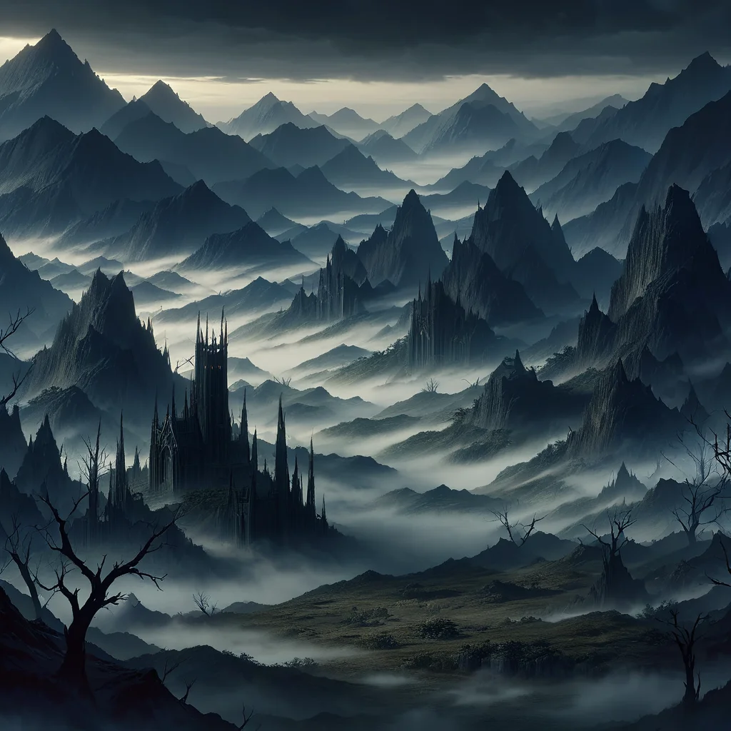masterpiece,high resolution,detailed,
gothicstyle, scenery, tree, outdoors, mountain, no humans, cloud, sky, fog, cloudy sky, bare tree, landscape, nature
, <lora:Ghotic_haunted_world:0.8>