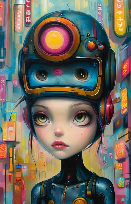 masterpiece,best quality,<lora:tbh158-sdxl:1>,illustration,style of Jeremiah Ketner, cyberpunk city