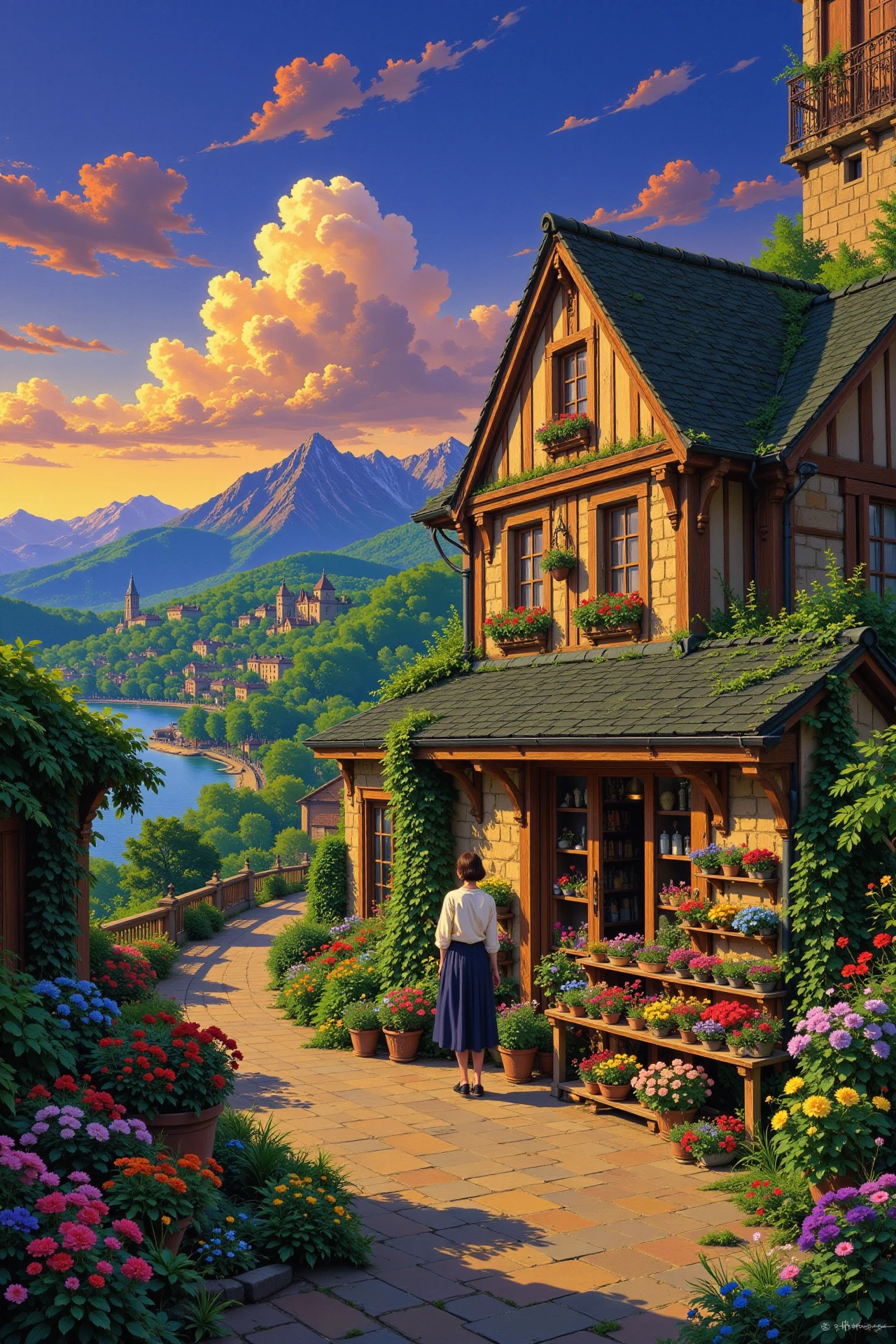 flower shop beautiful  landscape, early morning, woman, very intricate, very detailed, sharp, bright, colorful, <lora:Hand v2:0.5> <lora:Anti-Blur:1><lora:Insane Detail Slider:0.25>  <lora:flux.1_lora_flyway_Epic-detail_v2:0.3> <lora:fluxenhancer:0.25> <lora:Anime_style:0.6> anime style