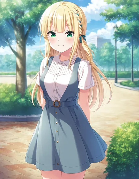 1girl, solo, cowboy shot, ichinose rei, idoly pride, casual, dress, standing, arms behind back, looking at viewer, smile, blush, outdoors, park, day, BREAK, <lora:iRei:0.72>,
very aesthetic, high definition, amazing quality, masterpiece, best quality, highres, absurdres, sensitive, newest, anime screenshot, screencap