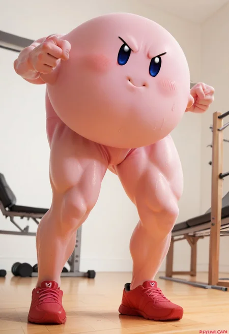 score_9, score_8_up, score_7_up, planking, exercise, clenched hands
sweat, annoyed, full body, anger vein,
LongKirby, dark blue eyes, pink body, blush, red shoes, smiling at viewer