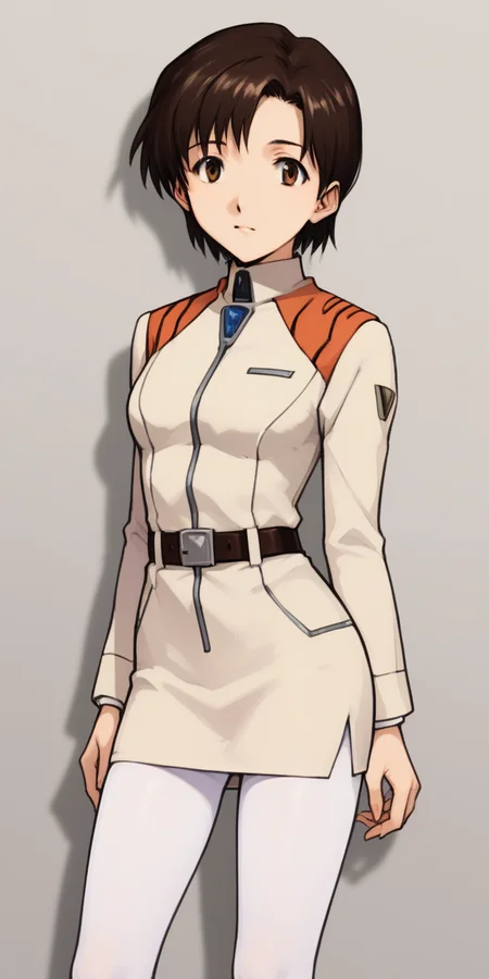 score_9, score_8_up, score_7_up,
1girl, solo, against bare wall,
, source_anime,
<lora:ibukimaya_01XLP:1>, ibukimaya, very short hair, brown hair, brown eyes,
eva_nerv uniform, pencil skirt, belt, white pantyhose