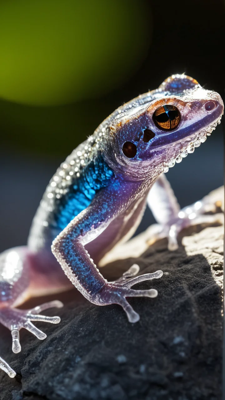 (32k uhd resolution, incredibly ultra lifelike, perfect professional precise, masterpiece, best quality extremely intricate detailed, extremely beautiful, natural light and shadow, amazing macro level photo, perfect perspective:1.1),
An extraordinarily detailed macro photograph of a salamander crafted entirely from pure crystal, captured with National Geographic level expertise. Every facet and surface of its crystalline body refracts light in prismatic patterns, creating rainbow refractions throughout its transparent form. The creature's anatomical details are perfectly preserved in crystal - scales, toes, and delicate features all visible through the clear material. Natural sunlight streams through the specimen, creating complex light patterns and internal reflections that reveal the intricate crystal structure. Professional macro lens captures ultra-sharp details of both the external form and internal crystal matrices.