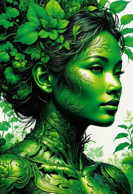 Silhouette Art, breathtaking detailed, masterpiece, lovely, charming, awe-inspiring, radiant, magnificent. glossy. inspiring by ernie chan, imposing, modern bright greens,   reflective surface. expansive, fantastical, film photography style,
<lora:InkArtXL_1.2:0.6> <lora:FaeTastic:0.15> . award-winning, professional,  incredibly lifelike, high contrast, well defined, ink art, line art