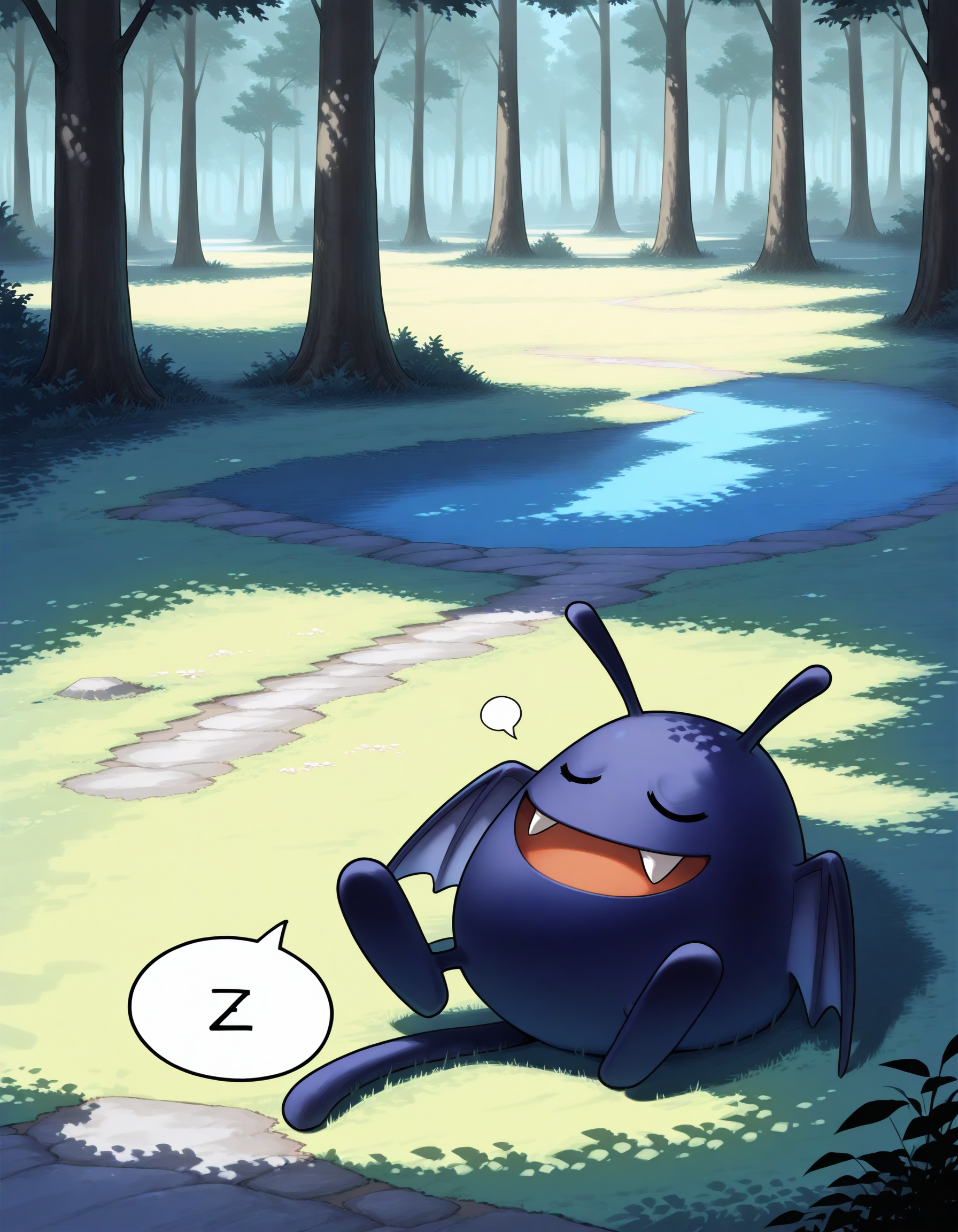 masterpiece,best quality,extreme detailed,full_body,zPDXL3,3others,nature,forest,lake,<lora:Pony_DetailV2.0:1>,day,
BREAK dracky,no humans,:D,<lora:dracky-IL-v1:1>,sleeping,spoken zzz,