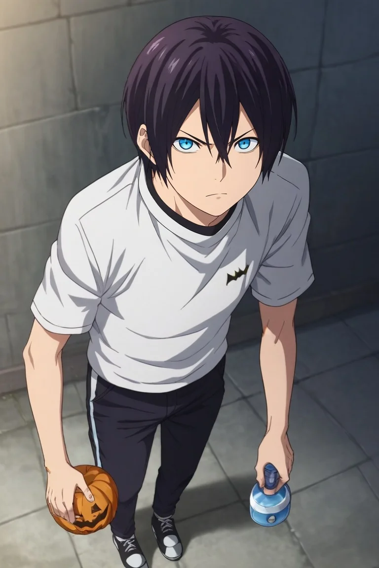 score_9, score_8_up, score_7_up, source_anime, rating_safe, , (realistic:0.6), , depth of field, 1boy, solo, male focus, <lora:yato_noragami_pony:0.94>, yato_noragami, black hair, blue eyes, short hair, hair between eyes, , from above, full body, machu picchu, day, holding object, angry, halloween costume, <lora:sdxl_lightning_8step_lora:1>