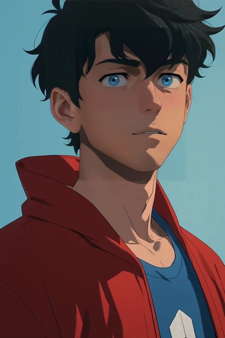 gay male, zPDXLxxx, source_anime, score_9, score_8_up, score_7_up, score_6_up, score_5_up, score_4_up <lora:Superboy_My_Adventures_with_Superman:1> superboix, 1boy, black hair, blue eyes, parody, young, male child