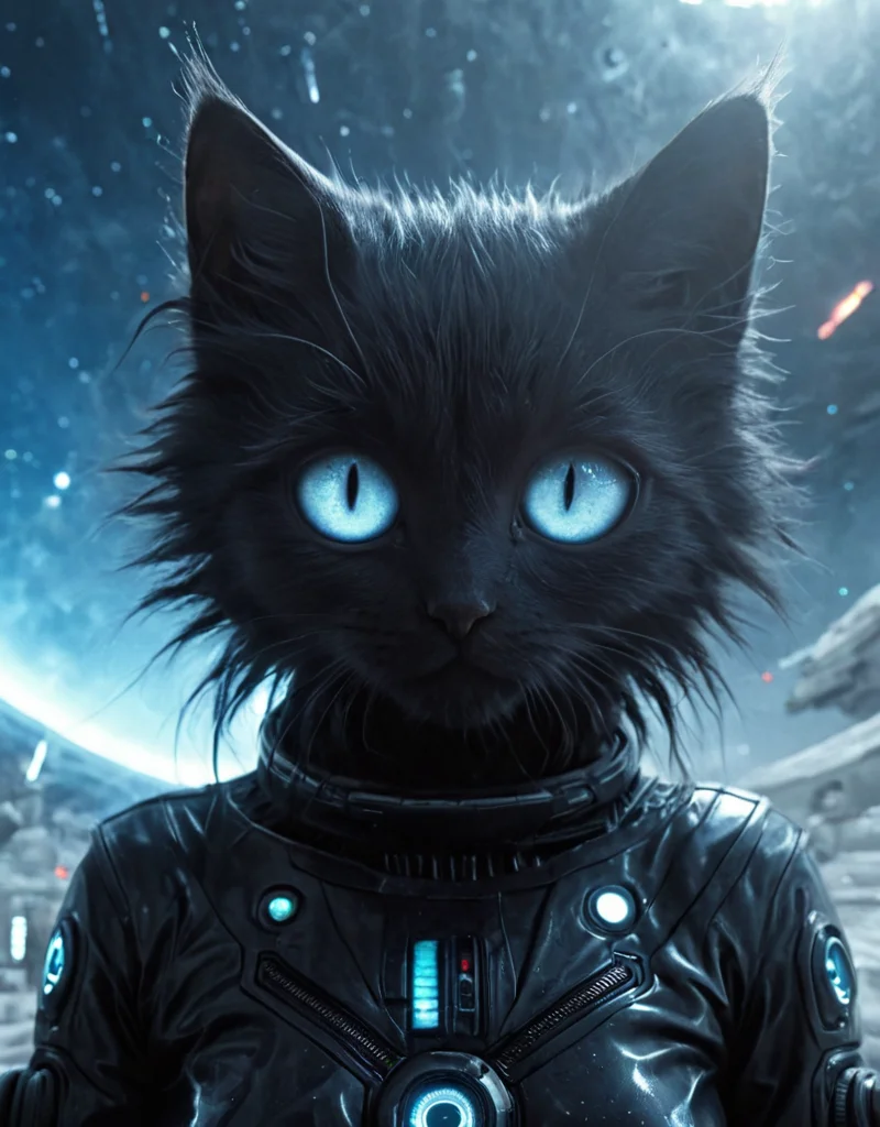<lora:Space_Worlds_02_Dark_xlv1:1> sw02d_xl, Cat Science Fiction Surrealism Simplicity --ar 68:128 --stylize 750 --v 5. 2