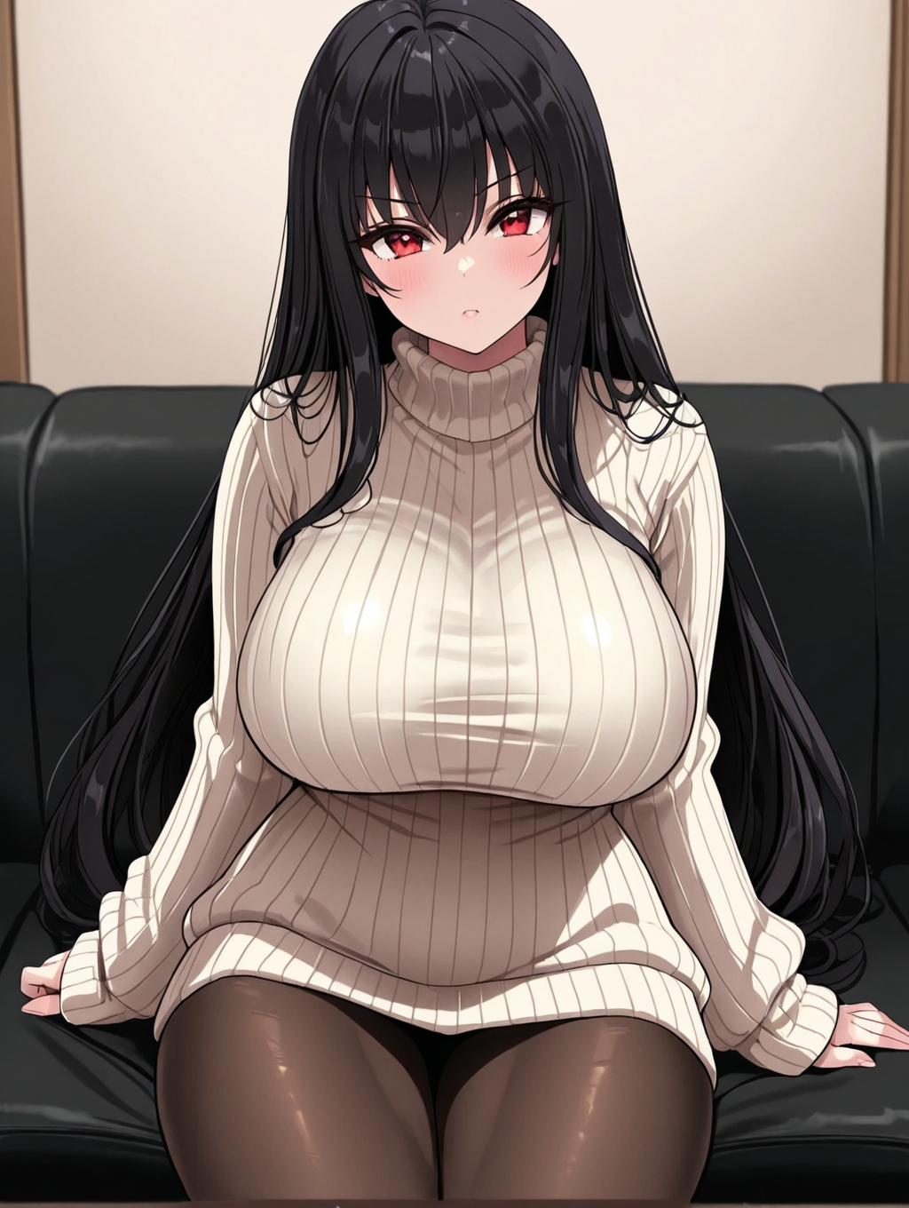 <lora:Lyricbox-Blast-ArtStyle-IXL-10:1>1girl, long hair, sweater,black hair,pantyhose, ribbed sweater, 
, best quality, masterpiece,