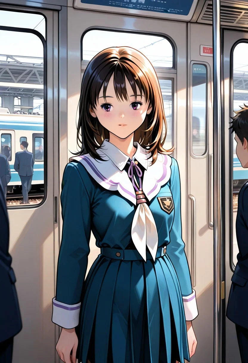{prompt}, masterpiece,best quality,amazing quality, absurdres, very aesthetic, newest, very awa,
1 girl, solo, Yoshizuki iori, uniform, train, crowded