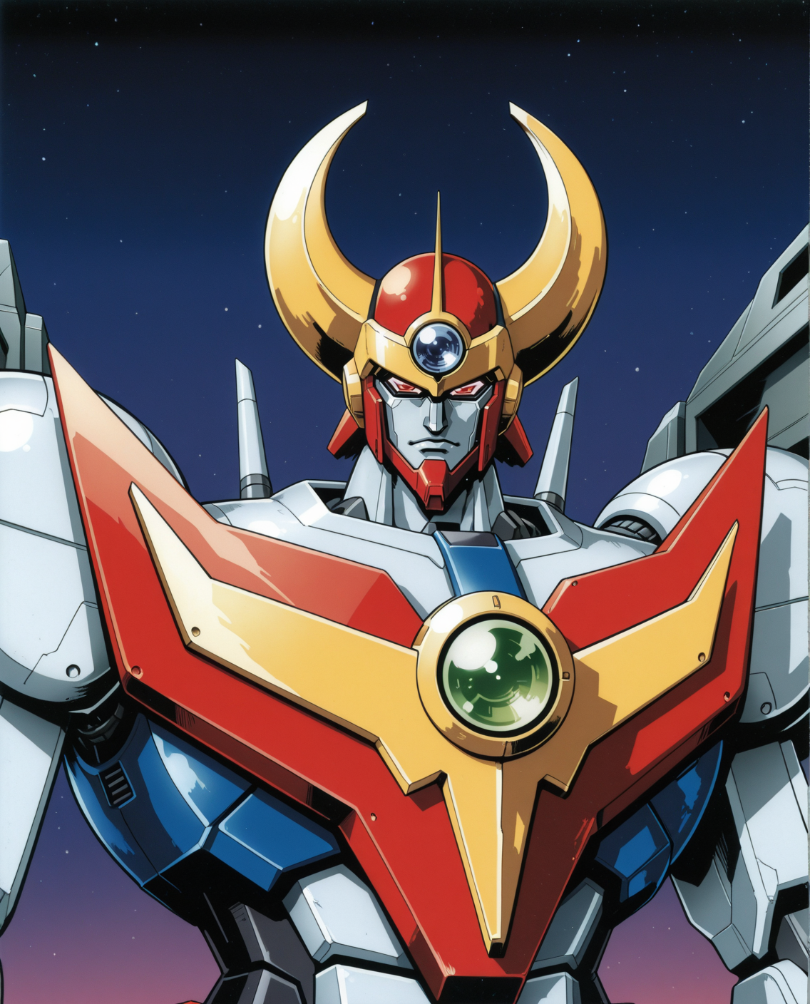 <lora:Masami_Obari_Super_Robot_Style_r1:1> , obarirobo, upper body, super robot, mecha