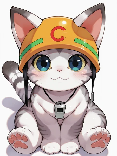 rescue cat,animal focus,white background,simple background,solo,sitting,looking at viewer,blush,from above,closed mouth,shadow,full body,pawpads,:3,1other,
masterpiece,best quality,amazing quality,very aesthetic,absurdres,newest,<lora:Fairy Tail snow illuXL v1.1:0.77>,