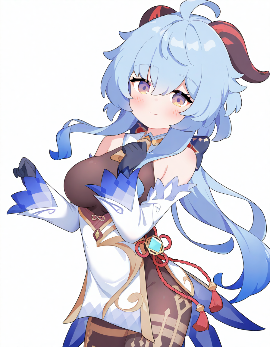 <lora:luolli:1>,blush,white background,simple background,1girl,solo,looking at viewer,smile,ganyu \(genshin impact\),cowboy shot,, masterpiece, best quality, very aesthetic, absurdres,newest, incredibly absurdres,