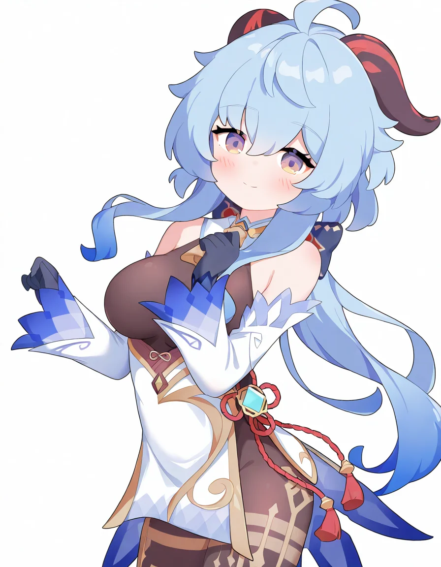 <lora:luolli:1>,blush,white background,simple background,1girl,solo,looking at viewer,smile,ganyu \(genshin impact\),cowboy shot,, masterpiece, best quality, very aesthetic, absurdres,newest, incredibly absurdres,