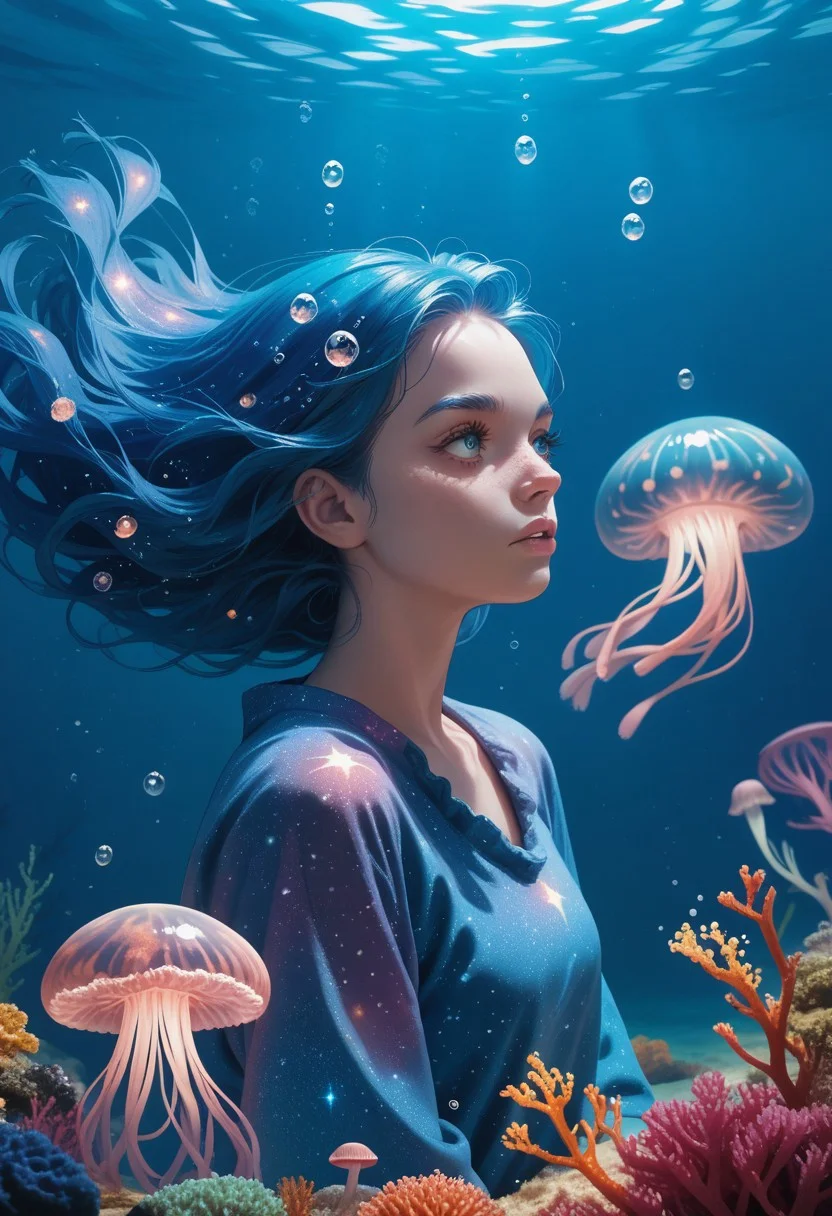 lazyup7, underwater, galaxy jellyfish