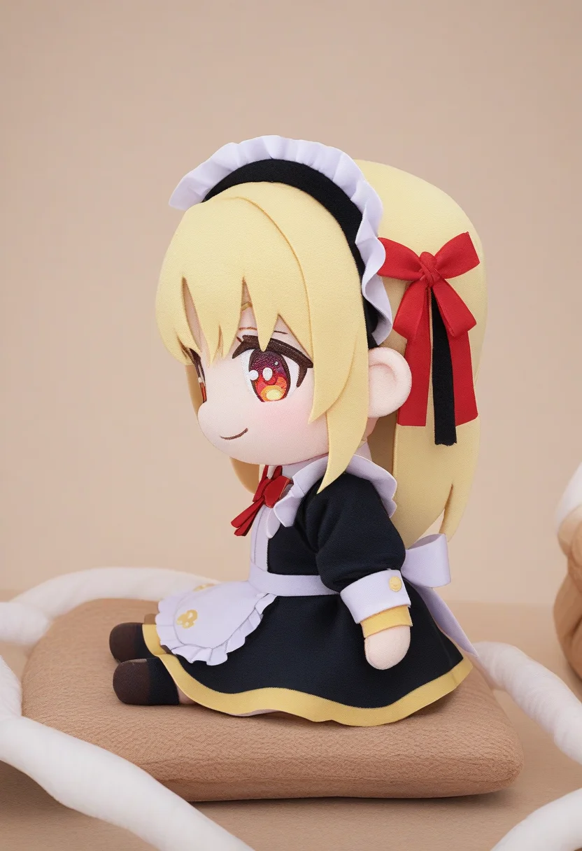 1girl,sincos, ningen mame, toosaka asagi,solo,medium breasts,20yo,maid,maid headdress,
character doll, chibi, sitting, full body, <lora:characterdoll_XL_v1:0.9>
from side, full body, looking back, blonde hair, red eyes,sad smile, settlement, closed mouth, braid ponytail hair,,
best quality, very aesthetic, absurdres