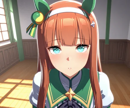 masterpiece, best quality, amazing quality, , 1girl, solo, looking at viewer, <lora:Silence Suzuka in game style 3D ILL-v2:1> ummsmingame, 3d, silence suzuka \(umamusume\)