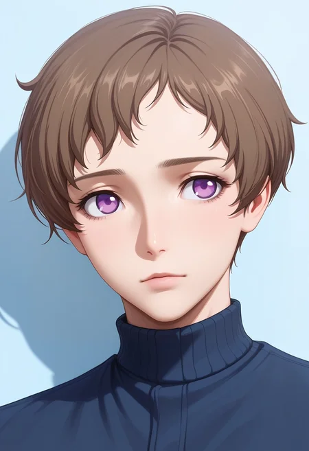 masterpiece, best quality, , (realistic:0.6),, 1boy, solo, male focus, <lora:rolo_lamperouge_ilxl:0.9>, rolo_lamperouge, brown hair, purple eyes, short hair, aged up, ,