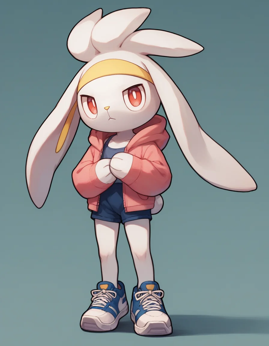 score_9, score_8_up, score_7_up, score_6_up, score_5_up, score_4_up, 1girl, full body, solo,
<lora:Raboot_v0-3:1> raboot, pokemon \(creature\), white fur, droopy ears, rabbit ears, rabbit tail, red eyes, looking at viewer, furry female, yellow hairband,
boho-blouse, sneakers