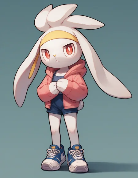score_9, score_8_up, score_7_up, score_6_up, score_5_up, score_4_up, 1girl, full body, solo,
<lora:Raboot_v0-3:1> raboot, pokemon \(creature\), white fur, droopy ears, rabbit ears, rabbit tail, red eyes, looking at viewer, furry female, yellow hairband,
boho-blouse, sneakers
