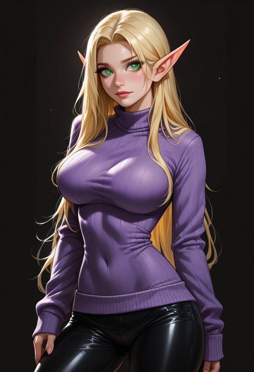 score_9,score_8_up,score_8,score_9, pastel colors, high contrast ,expressiveh, epiCPhoto,
BREAK,
1girl,, bethiella, solo, russian elven girl, long elven ears, natural pale green eyes, blonde hair, long hair, ((purple sweater with sleeves)), pale skin, ((big breasts)), narrow waist, wide hips, detailed skin pores, intricate details, long ears, beautiful face, cute face, beautyful pale green eyes, very long ears, perfect ass, hyperrealistic, amature film, livingroom background, perfect body, shy, pants, 
BREAK,
perfect face,
BREAK,